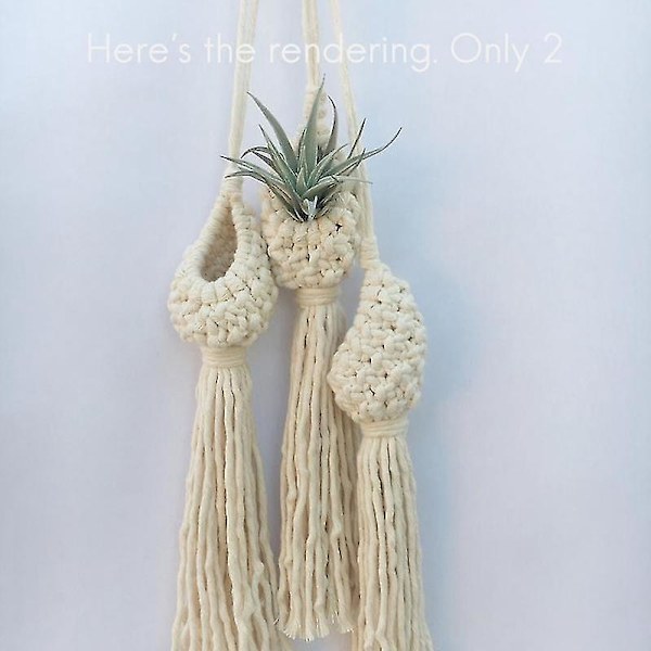 2 st Handvävda Bohemiska Väggbonader Nätpåse Luft Ananas Blomma Korg