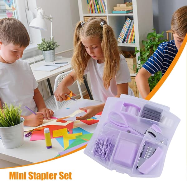 Portable Stapler, Small Stapler, Mini Stapler Set, Mini Office Supplies Kit for School and Workplace, Portable