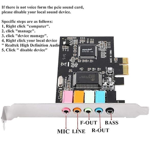 PCIe Lydkort 5.1, PCI Express Surroundkort 3D Stereo Audio