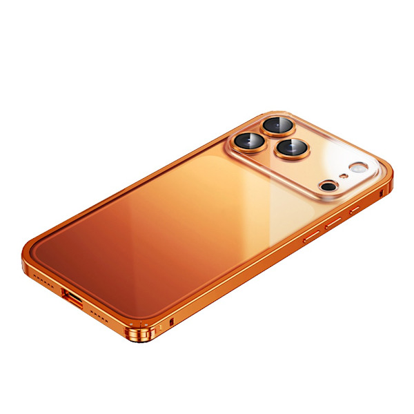 Orange Magnetic Spring Buckle Transparent Back Case Compatible with iPhone 17 Pro