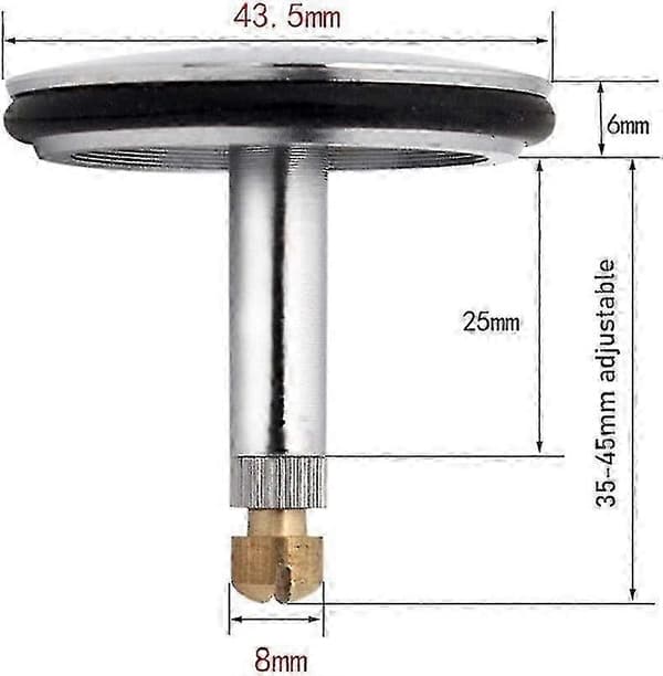 Annan Vasktilbehør Erstatning Justerbar Badekarpropp For Vask Med 8mm Stamme Og 43.5mm Diameter Lokk (sølv) Scrollsqy [DB]