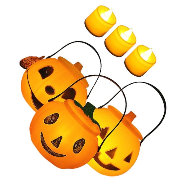 6 stk Halloween Lys Halloween Lys Halskæde Halloween Kostume Tilbehør Græskar Lampe Væglys Dekoration Orange 26x18x18cm Orange 26x18x18cm