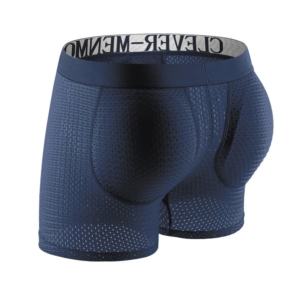 Sexiga herrars vadderade underkläder mesh boxershorts rumplyft förstoring