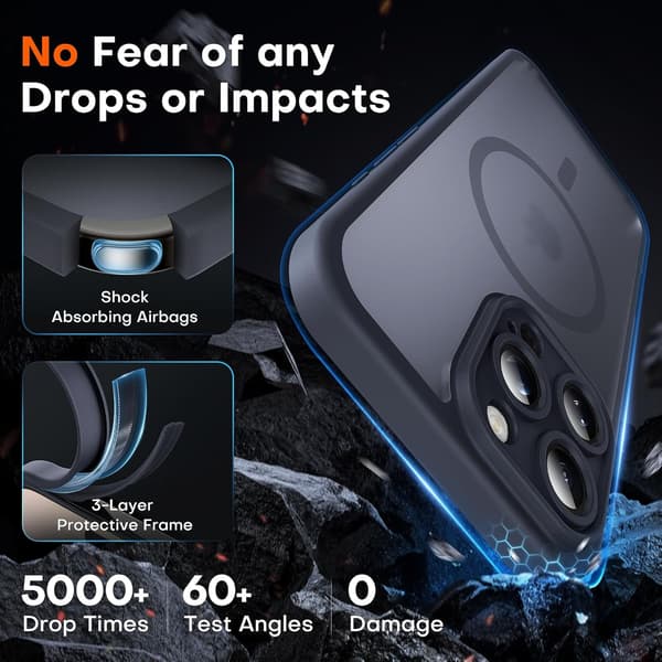 Magnetic Case for iPhone 16 Pro Max, MagSafe Compatible - Full Camera Protection, Translucent Matte Back