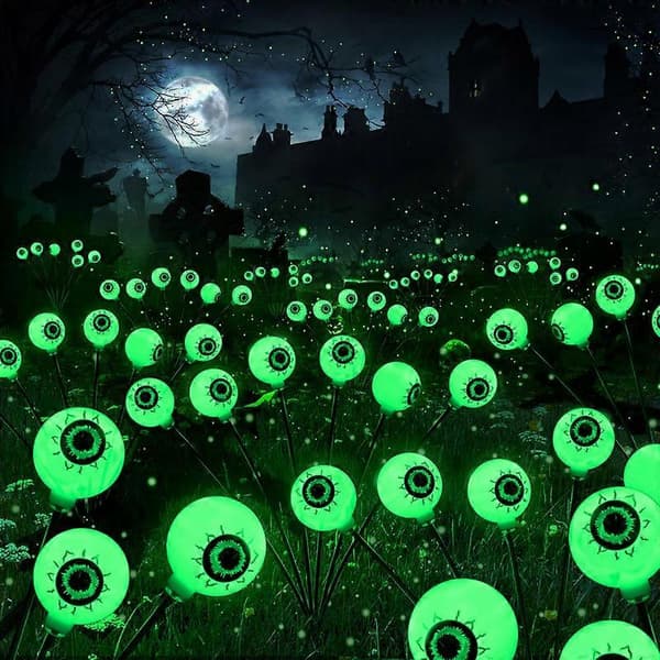 Solar Halloween-lyskæder, 2-pak 12 LED Halloween-øjne