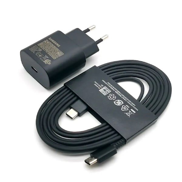 Samsung Laddare 25W Supersnabbladdningsadapter 1.8M Typ C-kabel för Galaxy S20 S21 S22 S23 S24 Ultra Z Flip Fold 6 5 4 3 2 Black-With 3A Cable