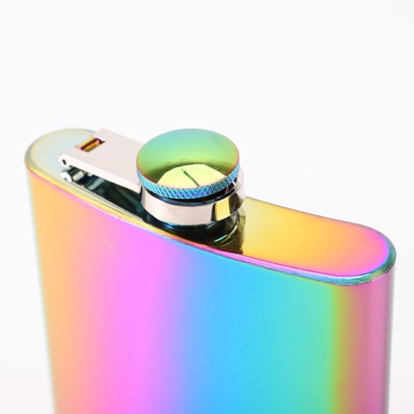 Hip Flask Holding 6 oz. - Unicorn Design - Taskukoko, ruostumaton teräs, ruosteenkestävä, ruuvattava cap - Rainbow-viimeistely sopii kaiverrukseen