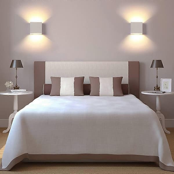 2-pack LED Wall Lamp Indoor 7W Waterproof Modern Warm White Light 3000K Small Square Lamp for Bedroom Hallway [DB]