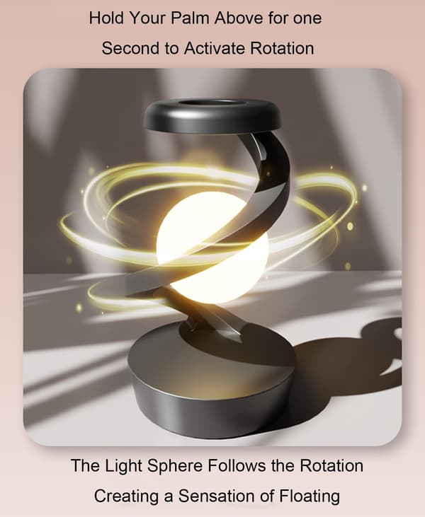 Spiral Table Lamp, 360° Rotating Floating RGB Night Light, Wireless Rechargeable Desk Lamp, Home Decor with Wireless Charging.