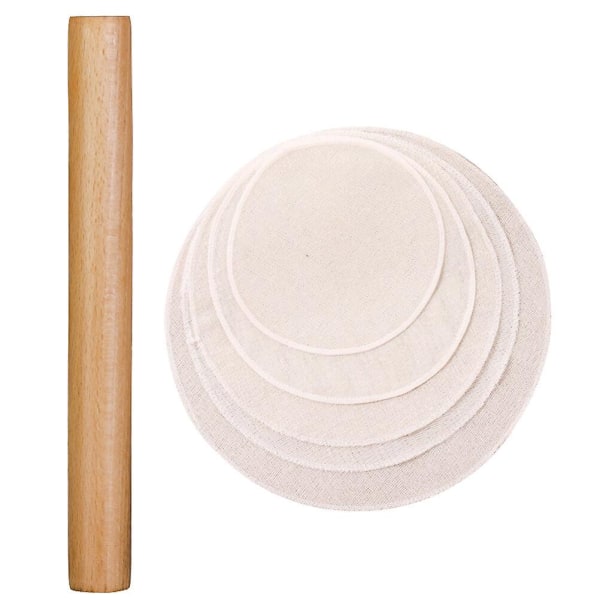 6 st Trärullande med ångfoder Icke-klibbig Degrulle Rullpinne Köksredskap (40 cm, med 5 st 40 cm ångfoder) Blandade färger 40x2,7x2,7 cm Assorted Color 40x2.7x2.7cm