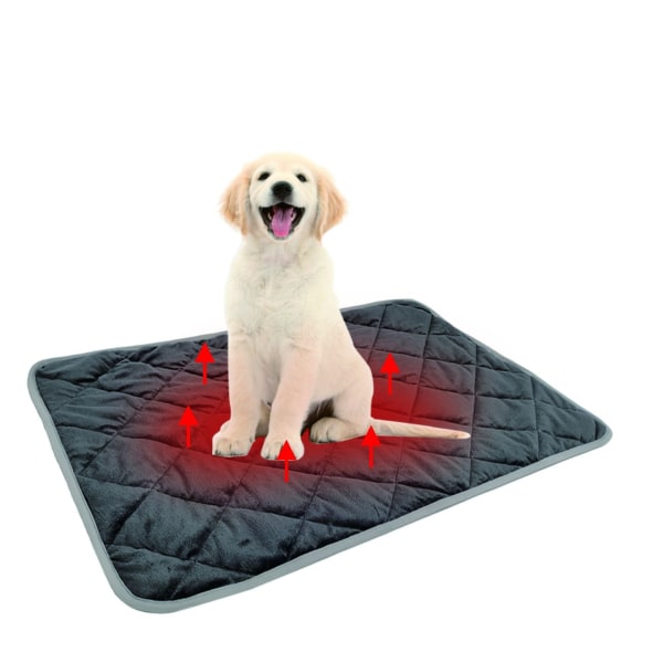 Liukumaton, pestävä koiranmatto pitää lämpimänä talvella, itsestään lämpenevä ja lämpöä varaava lämmitetty matto kissoille ja koirille (harmaa, M：48*70cm)