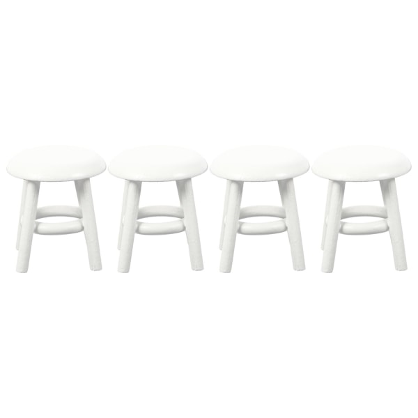 4 st Vit dekor modell stolar miniatyr trä pallar mini pallar mini hus trä mini möblerWhi White 3.5X3.5X3.5CM