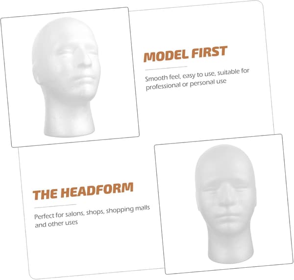 3 stk. praktisk mannequin hoved paryk display stativ mandlig model sikker til parykker