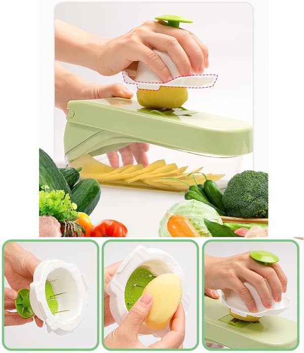 17-in-1 Mandoline Slicer with Container - Vegetable Chopper, Cheese Grater, Multifunctional Food Processor - Kitchen Utensil