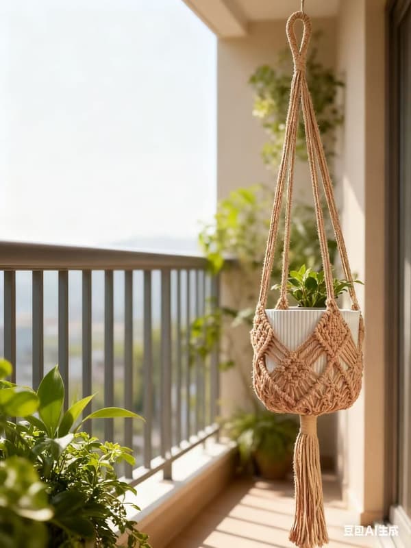 Hanging Pot with Pattern, 4-Pack Macrame Plant Hanger Indoor Macrame for Pot Crocheted Boho Plant Hanger for Indoor and Outdoor