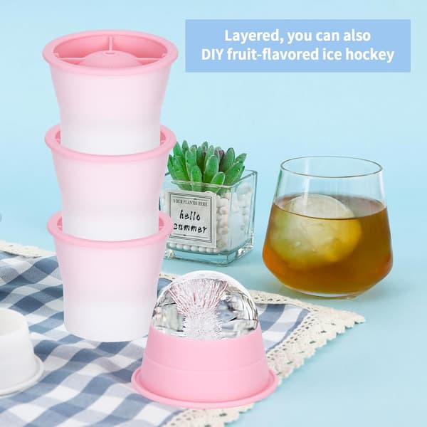 3 Pieces, Silicone Ice Ball Molds, Stackable, Easy Release, Round Ice Cubes with Lid, Spherical Ice Makers