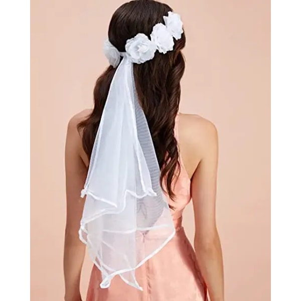 Bachelorette Party Veil - Boho Flower Crown | Brudeslør | Bride to Be Gift, Bachelorette Favor + Engasjementsdekorasjon
