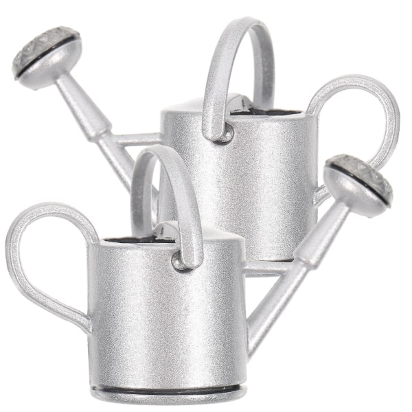 2 stk. Miniature Vandkander Dukkehustøj Legetøj Dukkehustøj Falske Haveværktøjer Sølv 4x1.5x2.5cm Silver 4x1.5x2.5cm