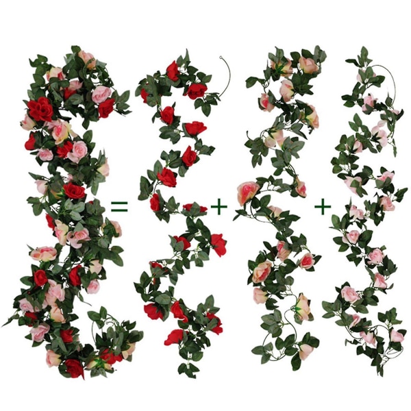 2x 7,5 ft konstgjorda vinrankor, kransar hängande murgrönablommor som är kompatibla med hemmafest Bröllopsbåge