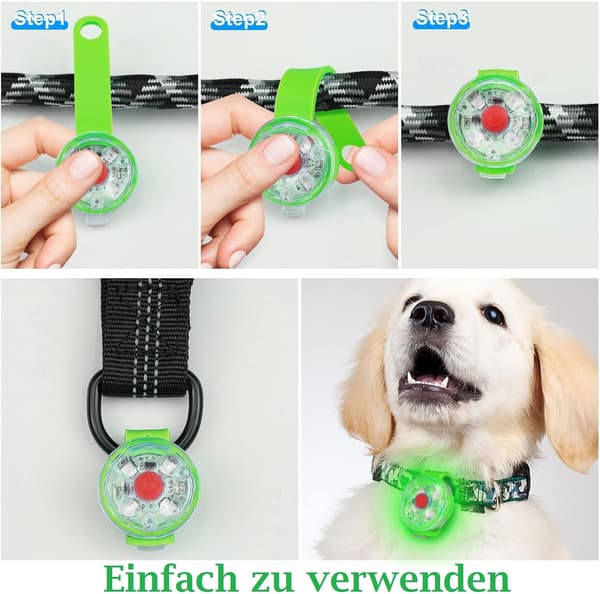 wxsp LED-blinkende lys for hunder og katter, USB-oppladbart, for hunder, 3 blinkende moduser, vanntett, for