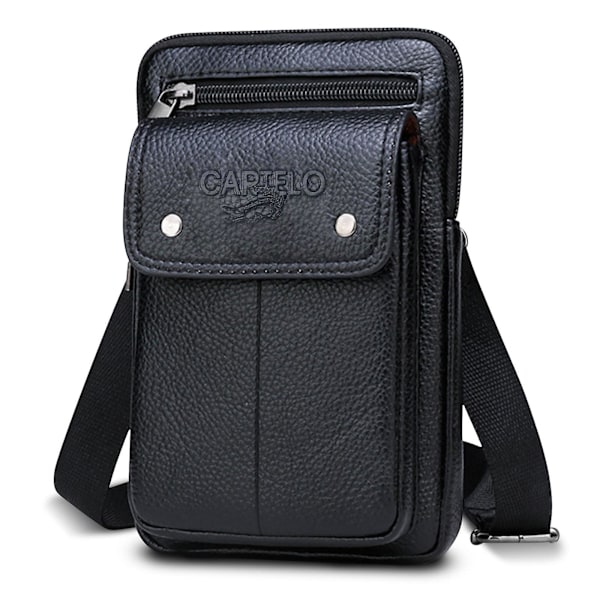 Mobilskal i läder för män Mobilväska Crossbody Mobilväska Handväska med justerbar axelrem Passar iPhone 13 12 11 Pr