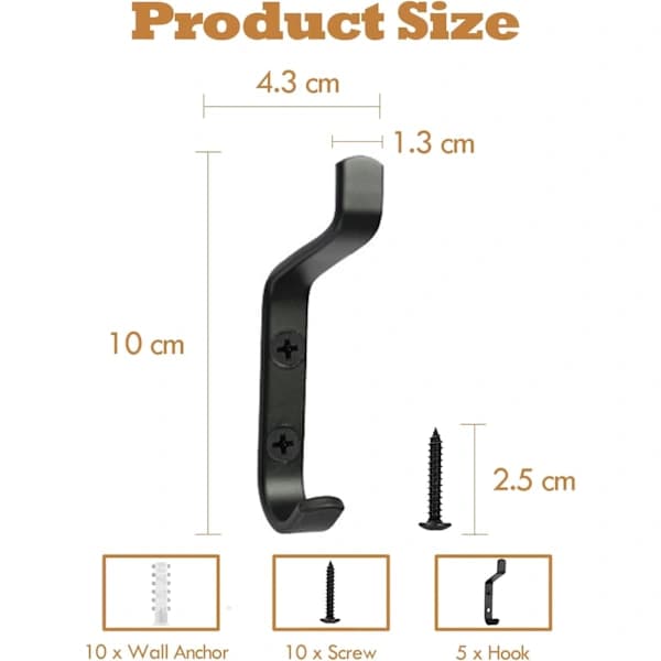Acoustic Panel Hooks 5-pack Space Aluminum Screw Hooks for Home Office Acoustic Panels Black 13 mm