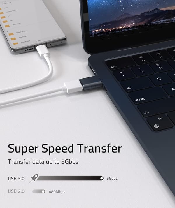 USB C til USB-adapter 2-pakning USB C hann til USB3 hunn-adapter Mørkeblå Dark Blue