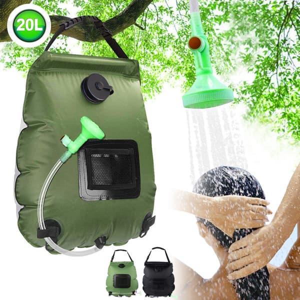 20L Solduschpose - 5 Gallon Campingduschpose - Bærbar Udendørs Vandvarmer til Camping Vandring Grøn 20L 20L