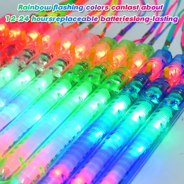 12-pakning LED-lysststaver med 7 blinkende lysmoduser for konserter, raves, bursdager, fester