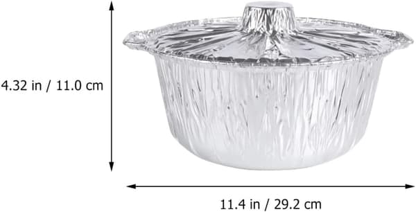 Portable 3800ml Outdoor Foil Pan with Lid, Multifunctional Grill Pan