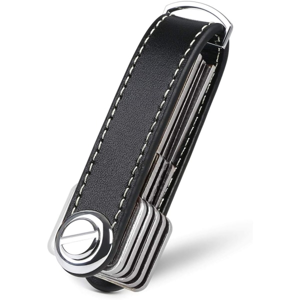 Nyckelring i läder | Nyckelring för män | Löstagbar nyckelring | Pocket Smart nyckelring, modepresentförpackning, svart