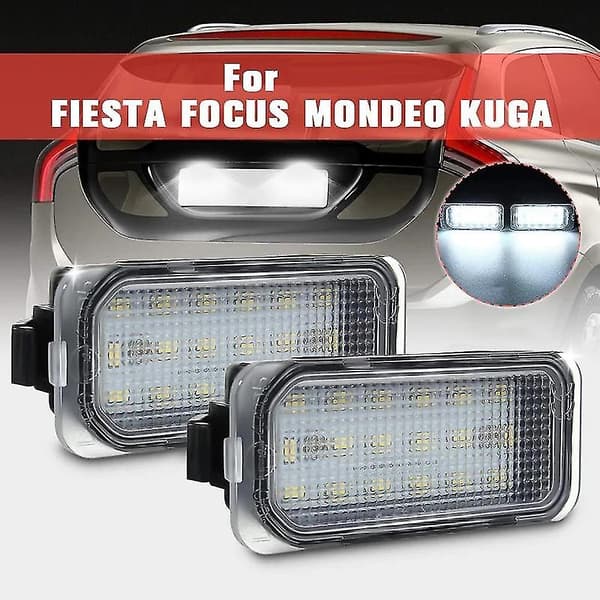 2 stk. LED-nummerpladelys til bil, til Focus II Fiesta VII Mondeo IV Kuga 2008-2019