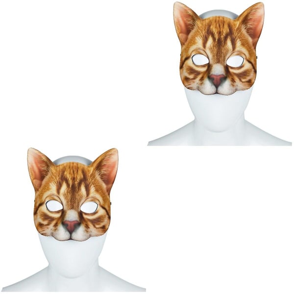 3 Pcs  Mask Half Eyes Cosplay Face Cat Mask Fun Cat Mask For Costume Masquerade Carnival Halloween B