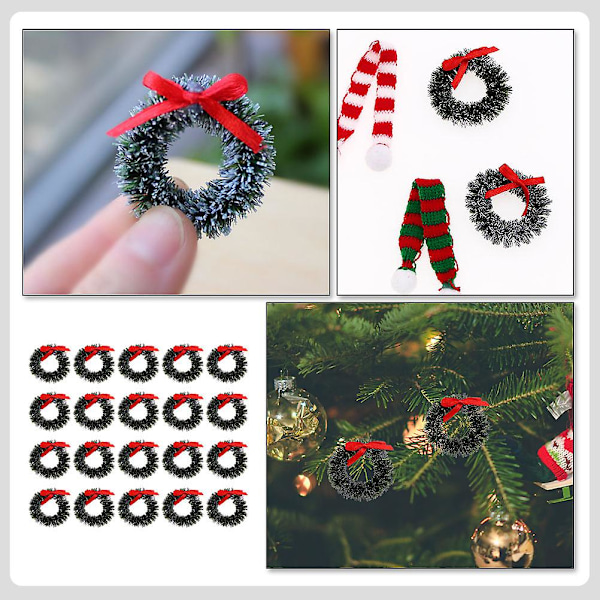20 st Mini Julkransar för Utomhuslek, Konstgjorda Julkransar, Dekorationer för Julhelgen, Mini Kransar, Hantverk
