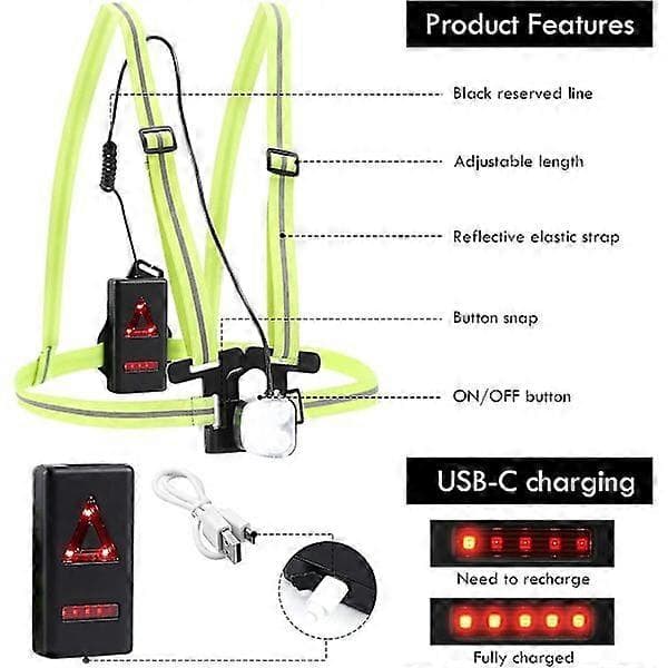 Running Light for Runners, 360 Lumen LED Rechargeable Chest Light with Safety Warning Light