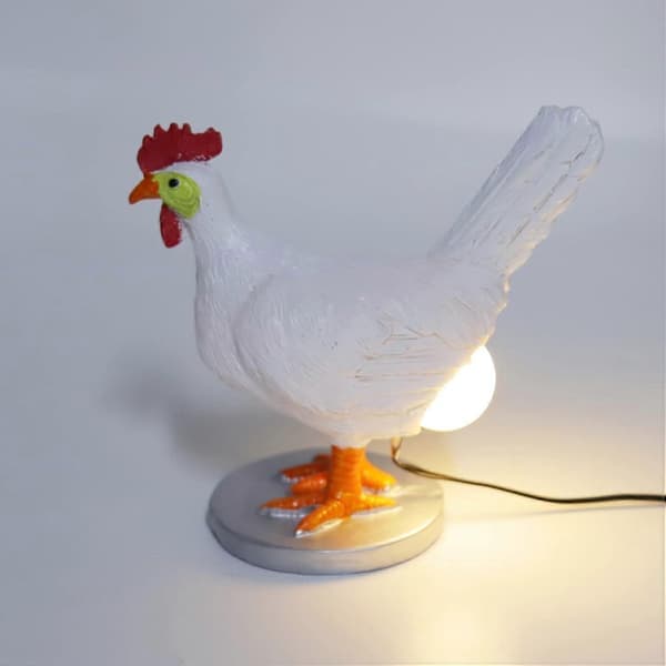 Rolig hønseegglampe - LED liten bordlampe høner som legger egg, skrivebordslampe påskedekorasjon