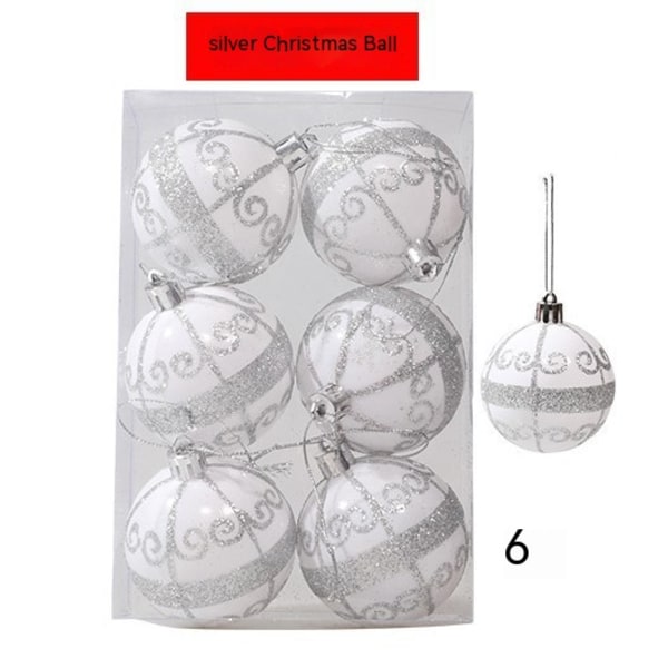 Luksuriøs jul, plastballpynt, julekuler, til juletredekorasjon J 6PCS