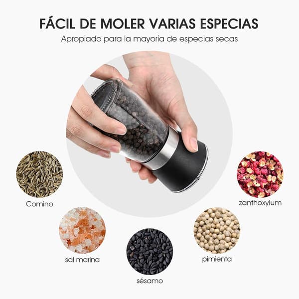 Pepper and Salt Grinders, 2-piece Spice Grinder Set, Pepper Grinder & Salt Grinder with Adjustable Ceramic Grinder, Perfect for Pepper Grinders