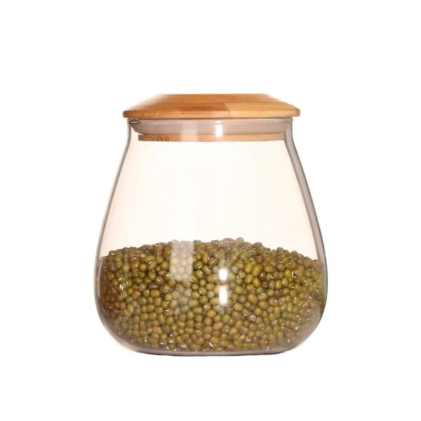 Glasskrukke i soppform, kornbeholder, forseglet matbeholder for løs te, kaffebønner (800 ml) 400 ml 6,5 x 6,5 x 9 cm 400ml 6.5X6.5X9cm