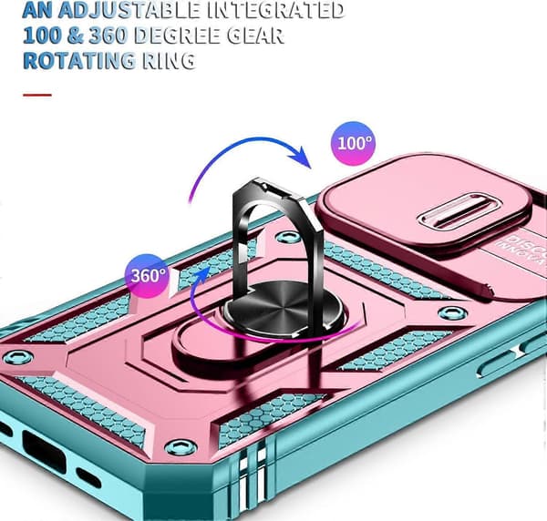 Shockproof Case for iPhone 15 Pro Max/15 Plus/15 Pro/15, Magnetic Ring Case, Camera Protective Cover Pink, iPhone 15Promax
