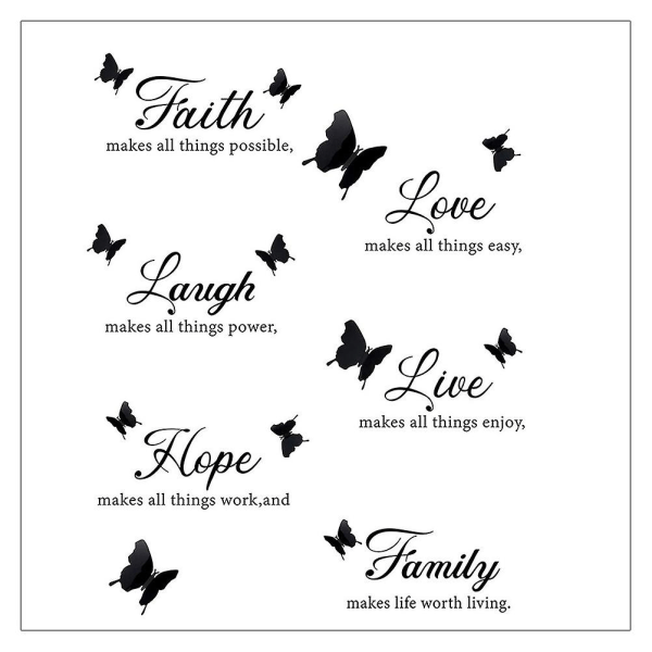 1 Ark Inspirerende Citater Vægsticker Vinyl Aftagelige Vægstikker Hjem DecorSort30x12.7cm Black 30x12.7cm