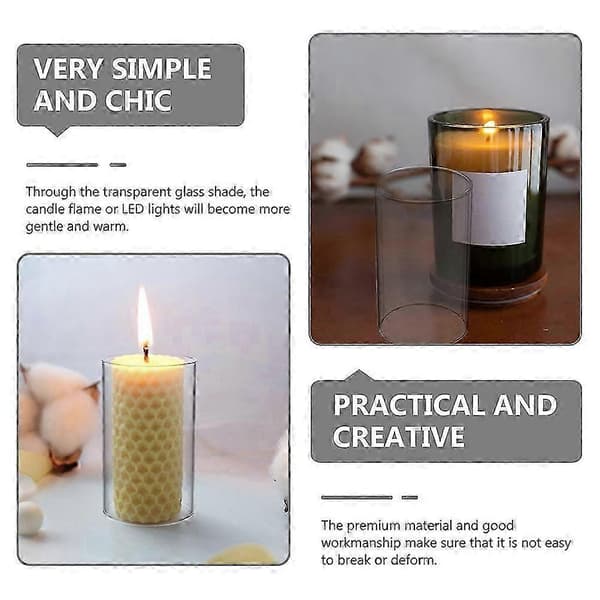 4pcs Transparent Glass Craft Candle Covers Cylinder Candle Covers Decors