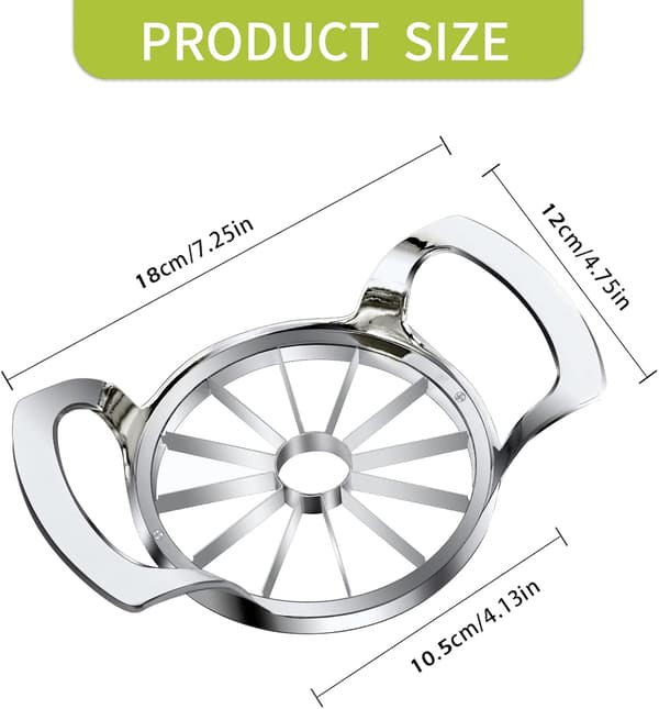 Apple Slicer, 12-Blade Extra Large Apple Corer, Heavy Duty Stainless Steel Apple Cutter and Divider, Easy to Use, Time-Saving.
