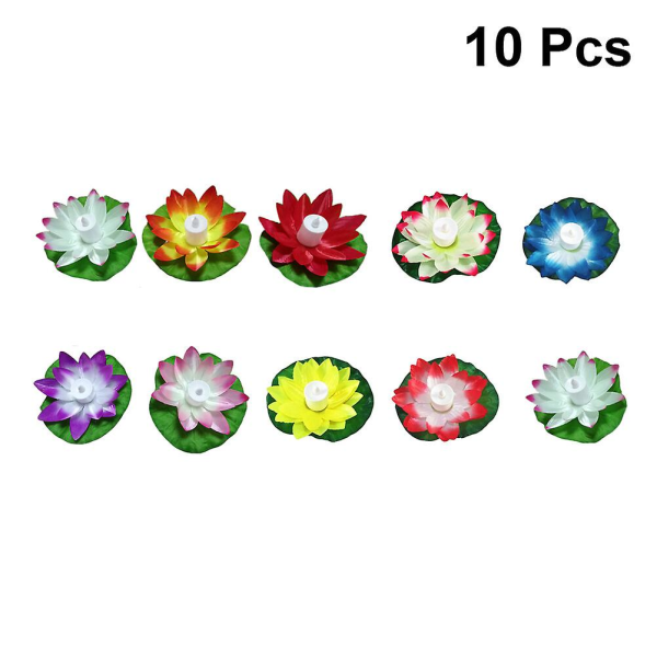 10 stk. Lotus Elektronisk Lys af Klud Kreativ Led Lampe Dekorativ Flydende Lampe Ønske Lanterner til Fest Festival (tilfældig Farve)Farverig 17cm Colorful 17cm