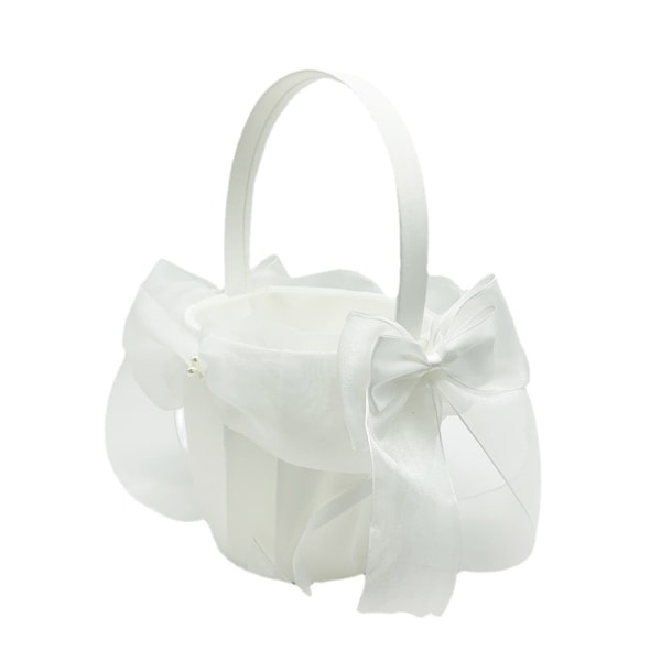 Flower Girl Basket Set- Cute Cherish Wedding Kukkakorit (valkoinen)