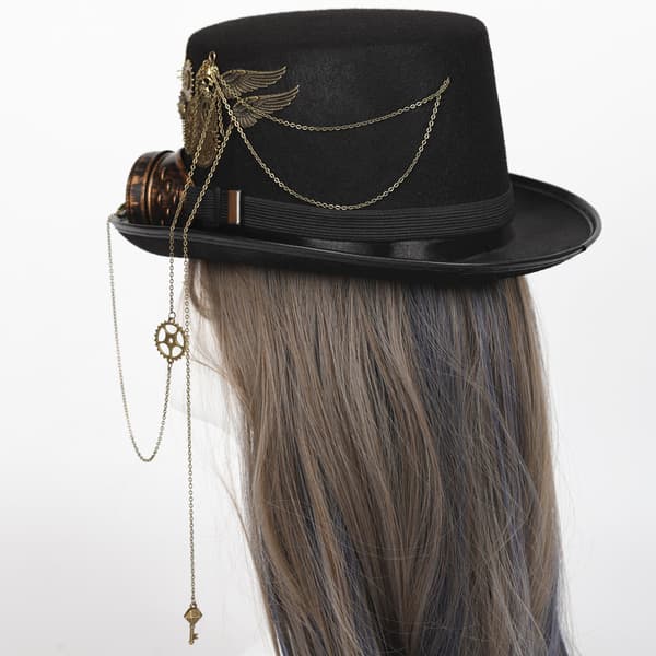 Steampunk flosshatt utstyr gotiske briller retro tung industrihatt hodeplagg