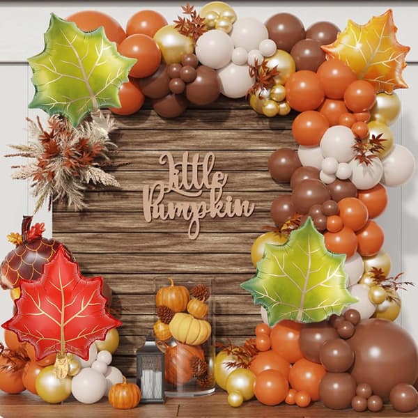 wxsp Efterårs-løvbladballoner sæt 24'' Efterårsblade folieballoner Orange Grøn Rød Løvballoner sæt til efterårsfødselsdag bryllup babyshower høst