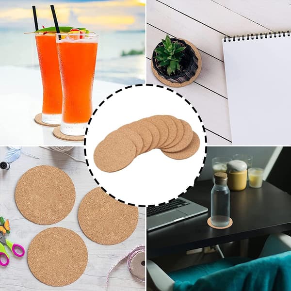 Coaster Set 10 stk Kork Kopppute Gjenbrukbar Matte for Kaffe Ølkrus, ingen boks