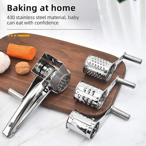 Manual Cheese Grater with Razor-Sharp Blades and Ergonomic Handle for Perfect Grating Results - Easy to Use and Clean silver C C C