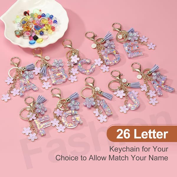 Nyckelring med initialbokstav lila color_name Purple
